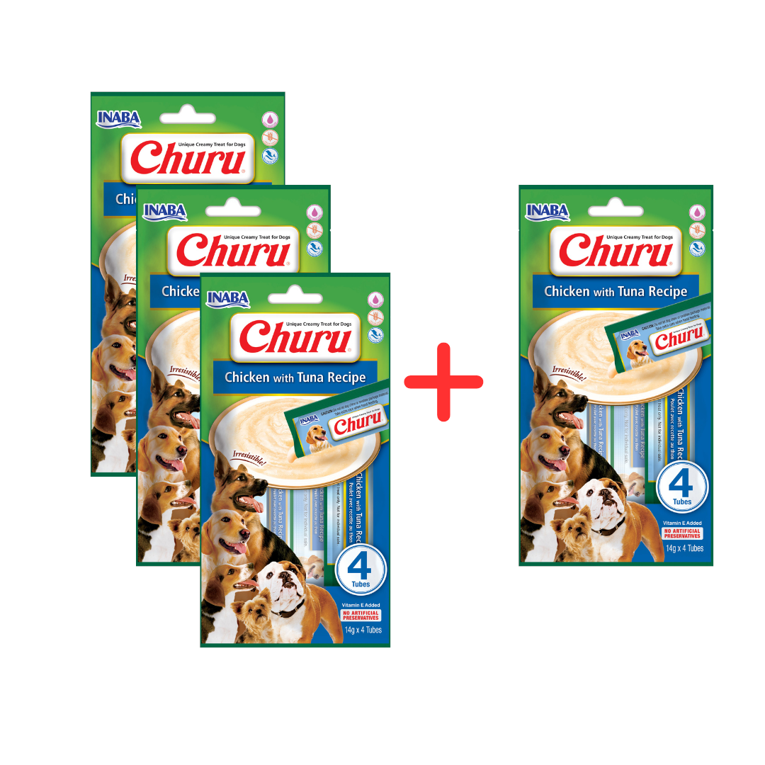 Inaba Dog Churu 4p Przysmak Pasta Dla Psa 4x14g z Kurczakiem i Tunczykiem