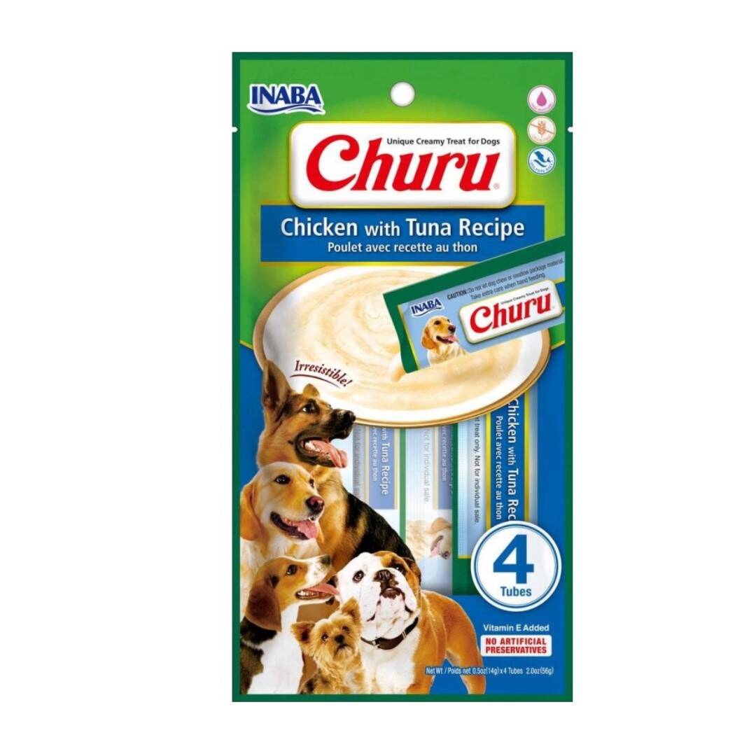 Inaba Dog Churu 4p Przysmak Pasta Dla Psa 4x14g z Kurczakiem i Tunczykiem