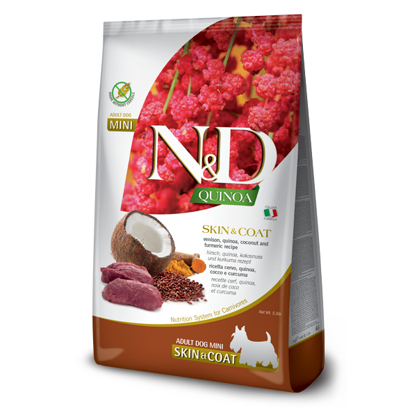 N&D Dog Quinoa Skin Coat Venison Coconut Adult Mini 800g Sucha Karma Dla Psa Jeleń Quinoa Kokos I Kurkuma 