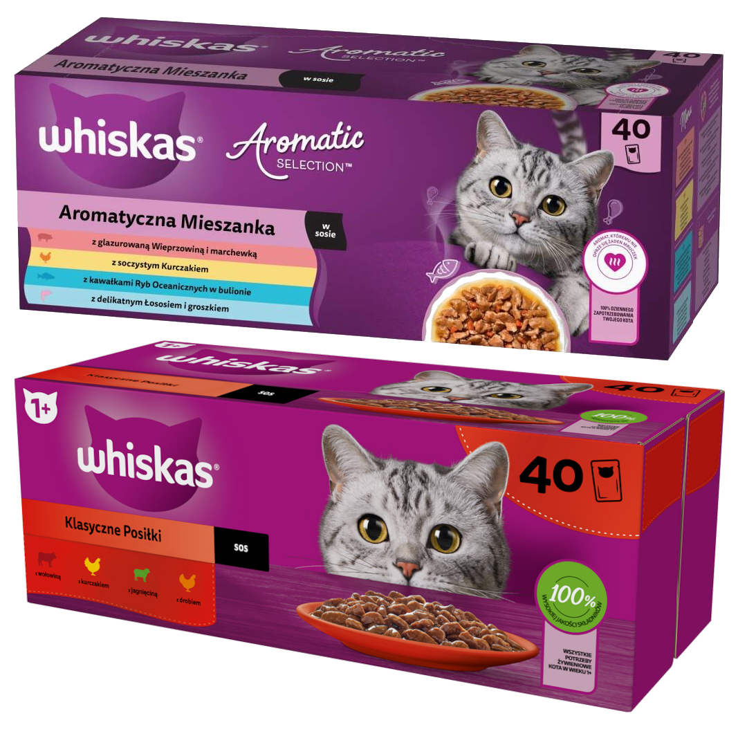 Whiskas Adult 80x85g Mokra Karma Dla Kota Aromatyczna Mieszanka + Klasyczne Posiłki