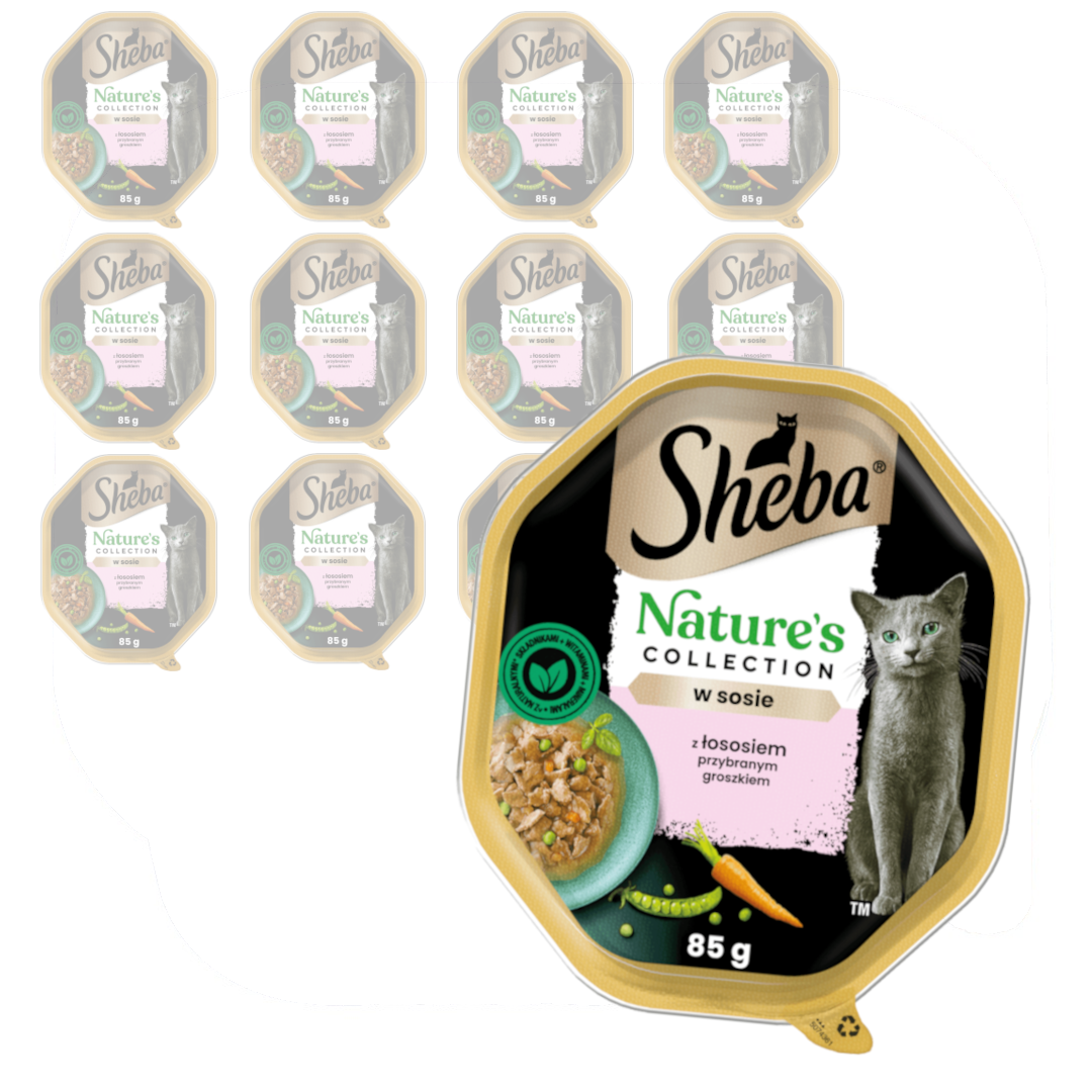 Sheba Tacka 12x85g Nature's Collection Z Łososiem I Zielonym Groszkiem W Sosie Mokra Karma Dla Dorosłych Kotów