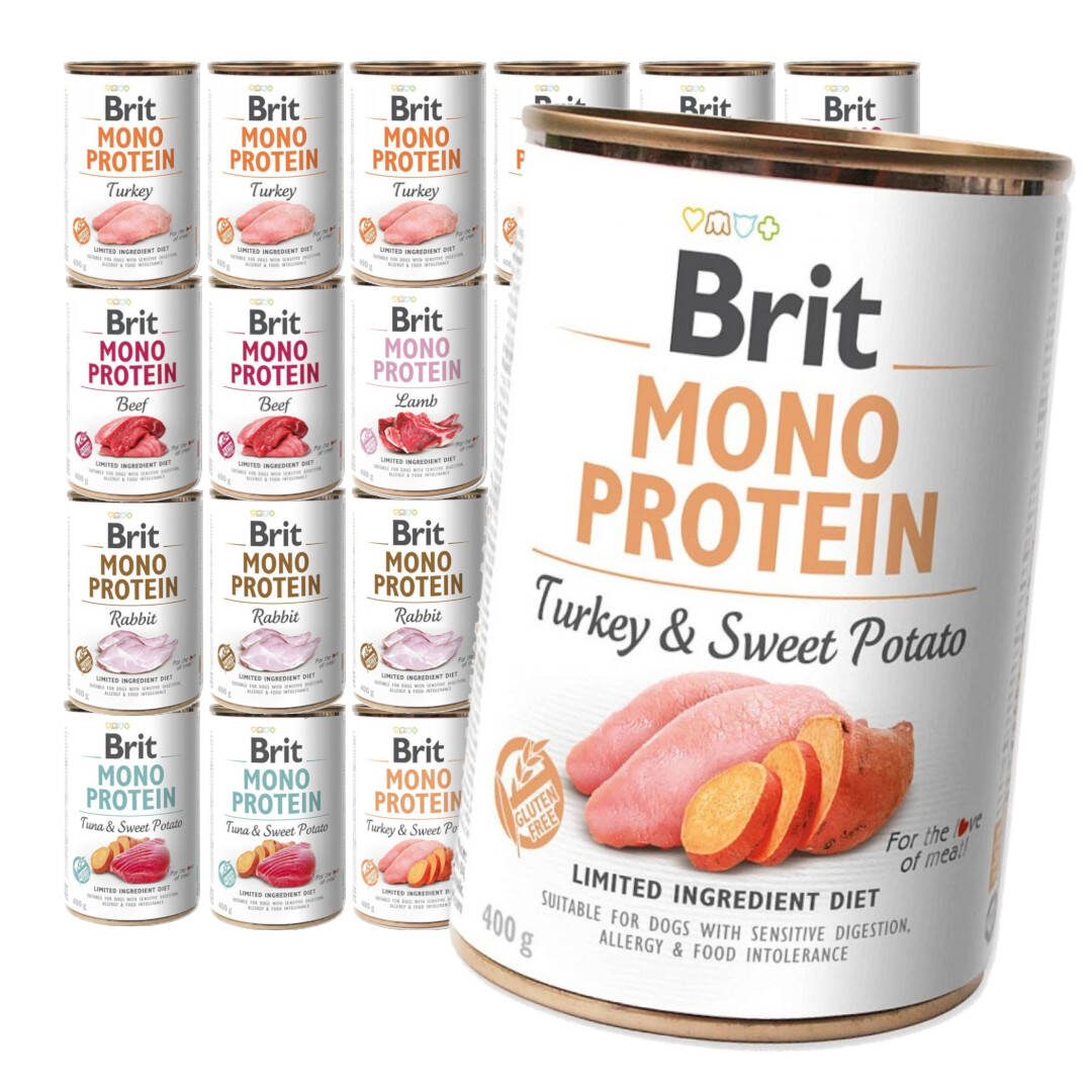 Brit Mono Protein 24x400g Mokra Karma dla Psa Mix Smaków