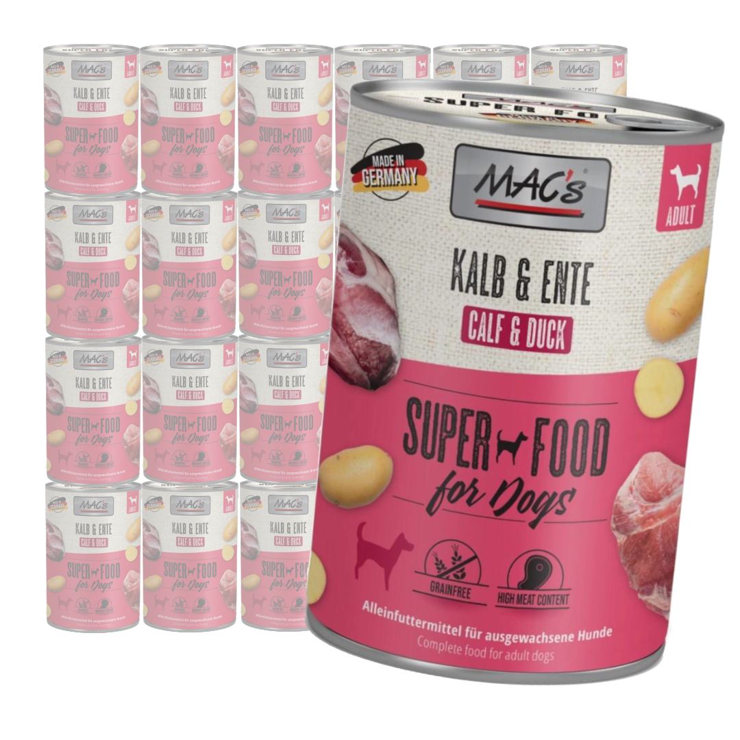 MAC's Dog Bezzbożowa Mokra Karma Dla Psa z Cielęciną i Kaczką 400g