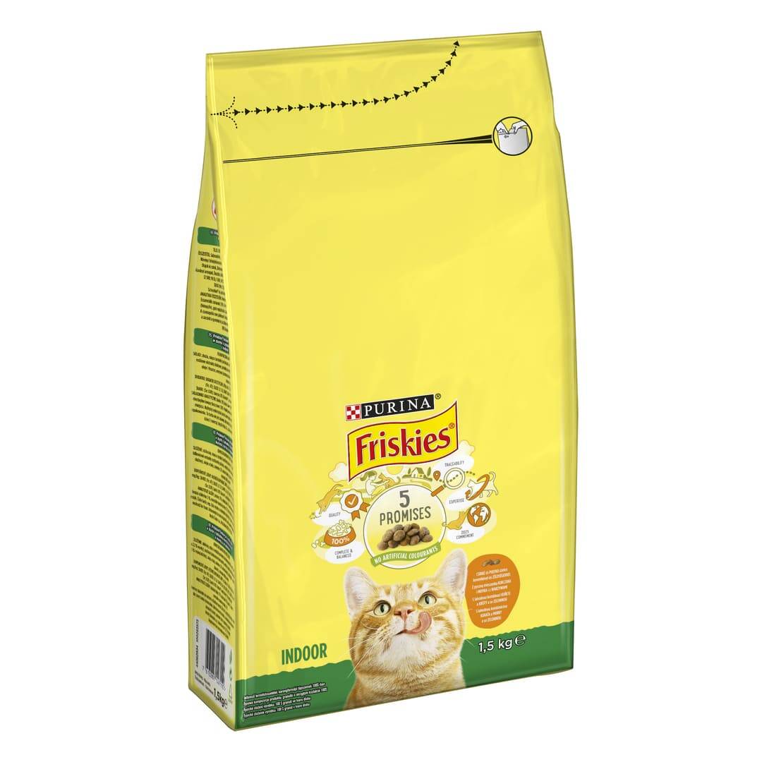 Friskies Indoor Sucha Karma Dla Kota Z Kurczakiem I Warzywami Ogrodowymi 1,5kg