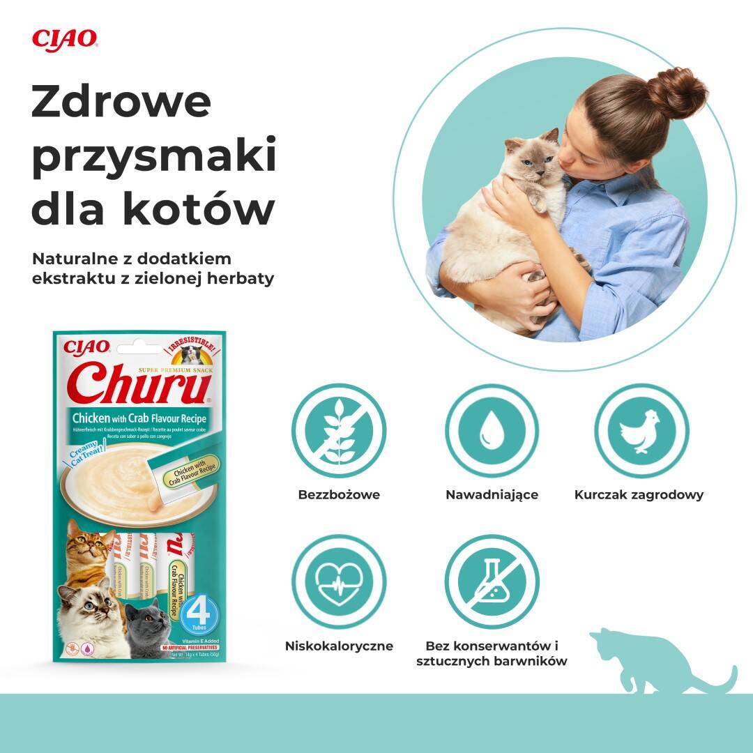 Inaba Cat Churu Chicken With Crab Kremowy Przysmak Dla Kota Pasta Z Kurczakiem I Krabem