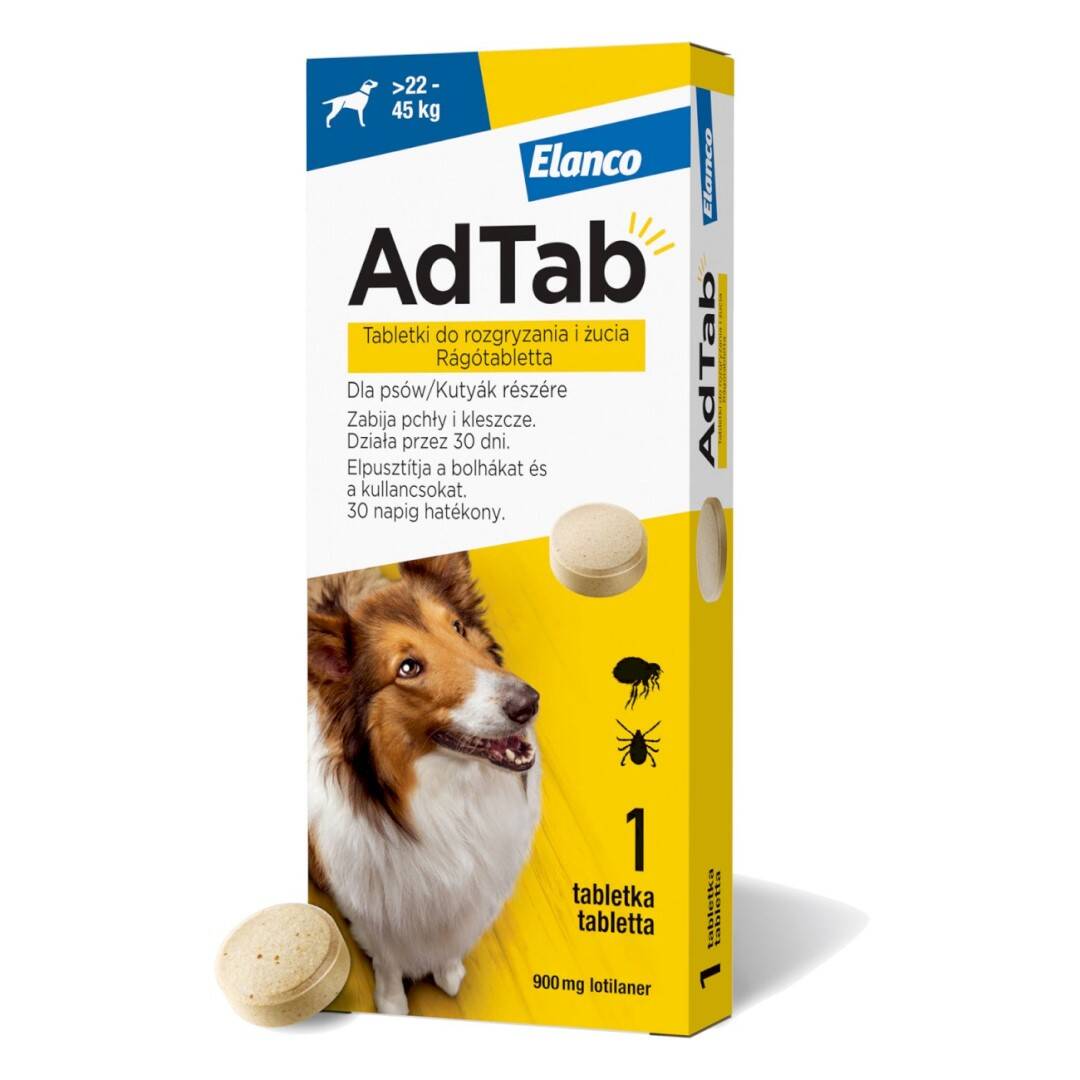 AdTab Tabletka Dla Psa >22-45kg Do Rozgryzania Na Pchły I Kleszcze