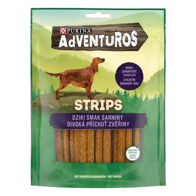 Purina Adventuros Strips 90g Przysmak Dla Psa o Smaku Sarniny