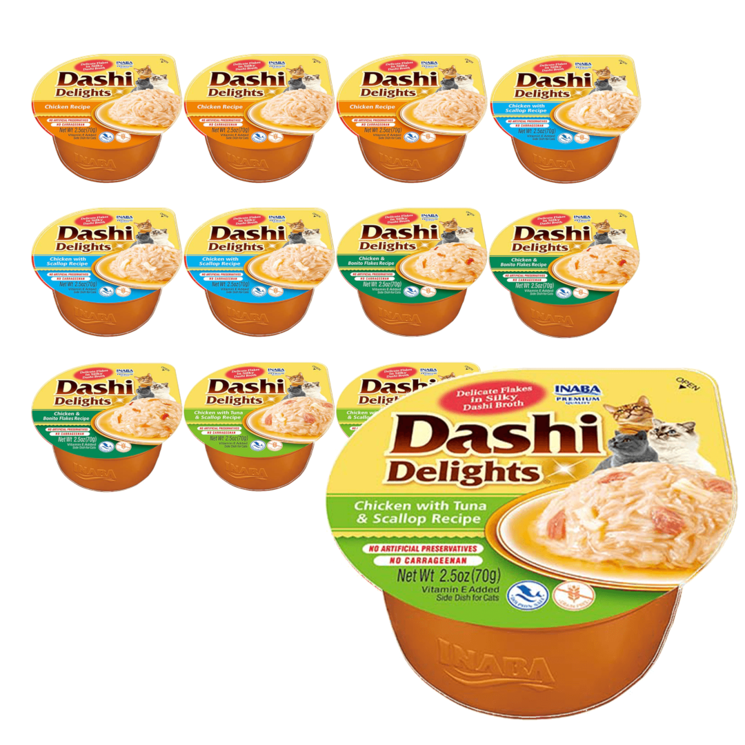 Inaba Cat Dashi Delights 12x70g Uzupełniająca Karma Dla Kota w Bulionie Mix 4 Smaków