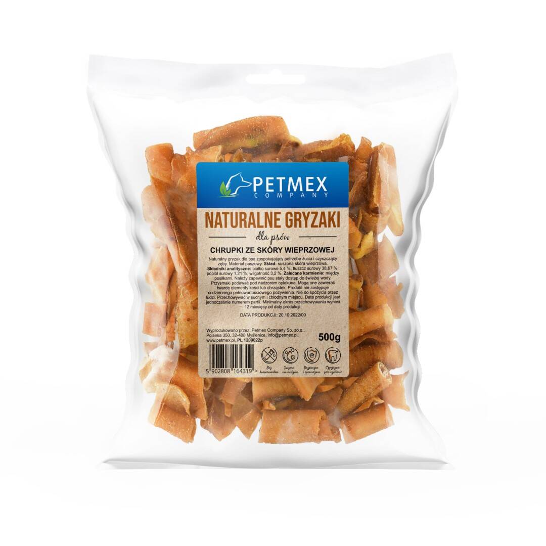 Petmex Chrupki Ze Skóry Wieprzowej 500g Naturalny Gryzak Przysmak Dla Psa