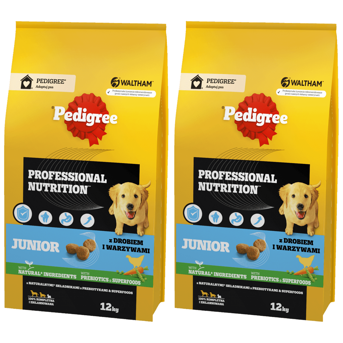 Pedigree Junior Karma dla Szczeniąt z drobiem i wołowiną 1+1 