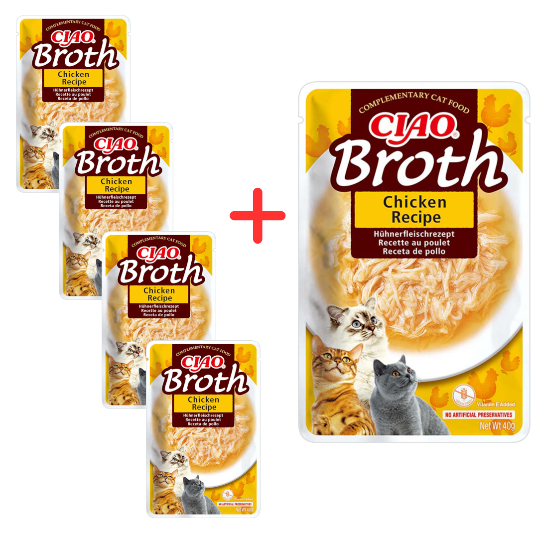 Inaba Cat Ciao Broth 4+1 (5x40g) Uzupełniająca Karma Dla Kota Bulion z Kurczakiem