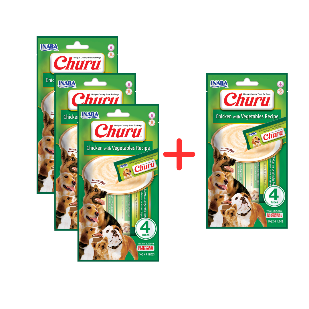 Inaba Dog Churu 4p Przysmak Pasta Dla Psa 4x14g z Kurczakiem i Warzywami