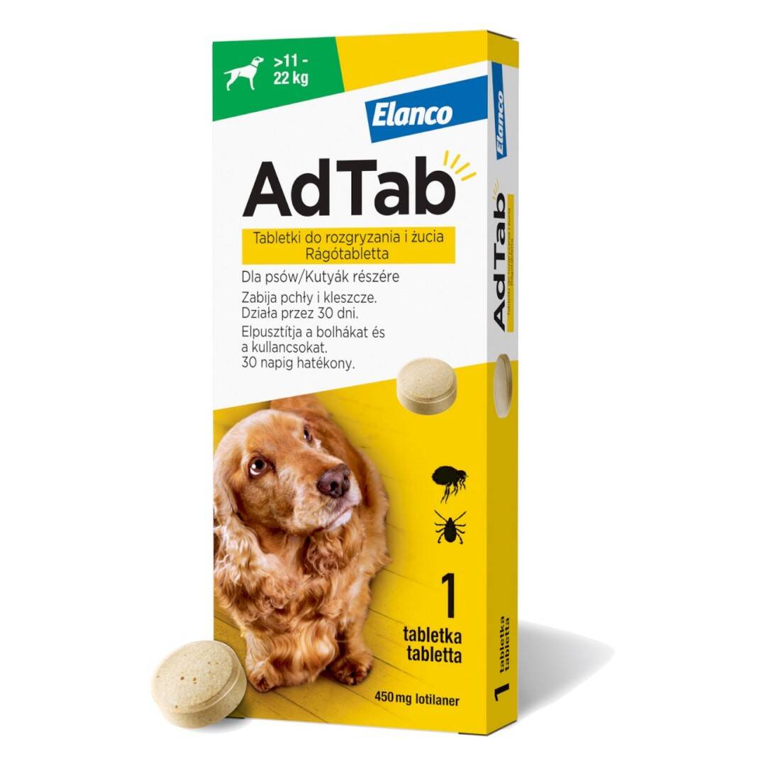 AdTab Tabletka Dla Psa >11-22kg Do Rozgryzania Na Pchły I Kleszcze