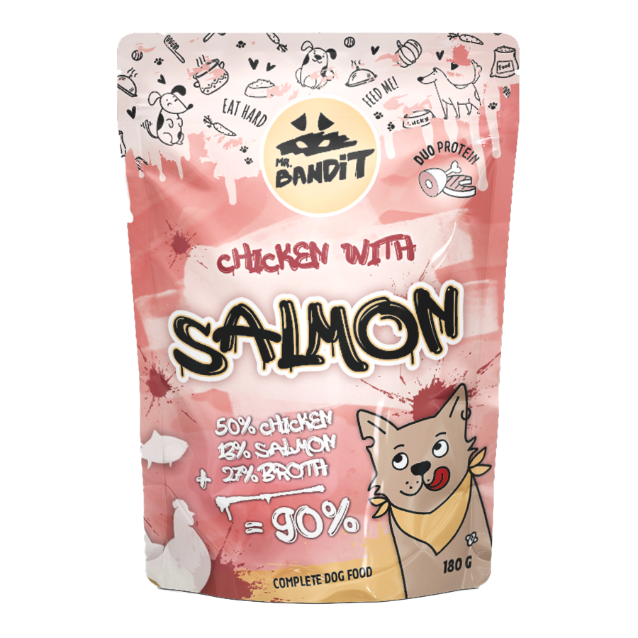 Mr. Bandit Chicken with Salmon 180g Mokra Karma Dla Psa Kurczak Z Łososiem