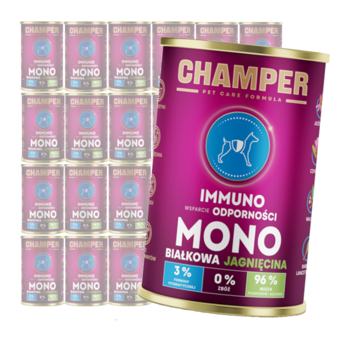 Champer Immuno Monobiałkowa 24x400g Mokra Karma Dla Psa Z Jagnięciną