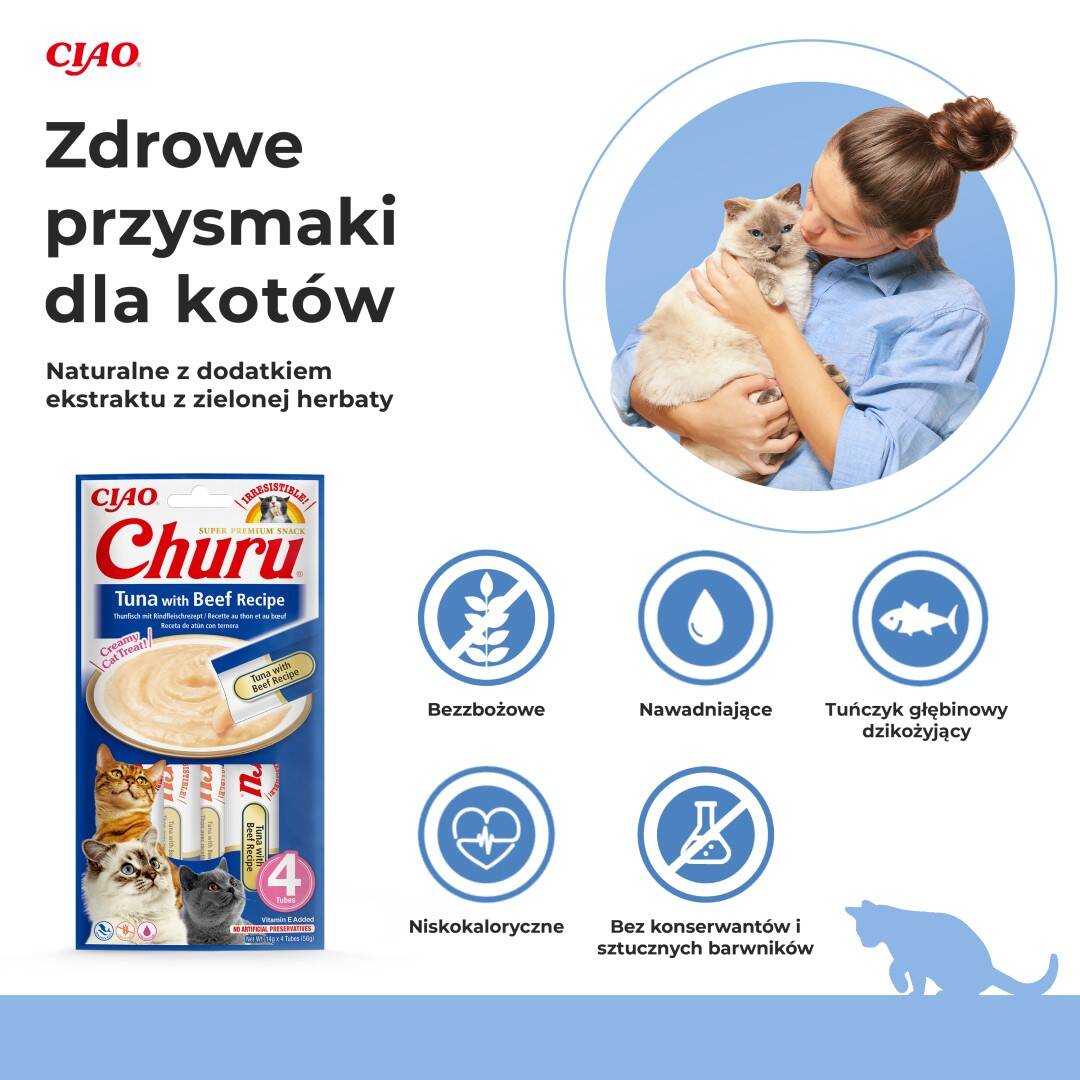 Inaba Cat Churu Tuna With Beef Kremowy Przysmak Dla Kota Pasta Z Tuńczykiem I Wołowiną