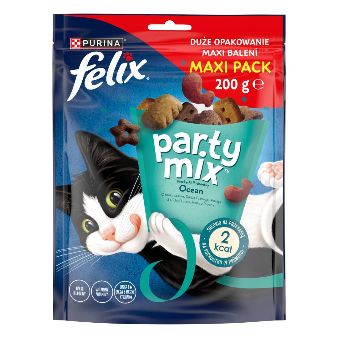 Purina Felix Party Mix Ocean Przekąski O Smaku Łososia Mintaja I Pstrąga 60g