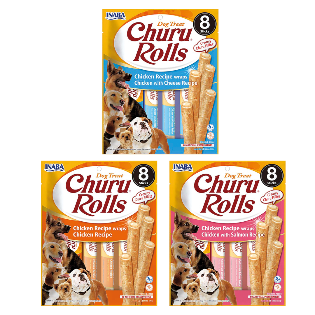 Inaba Dog Churu Rolls Wraps 8x12g Przysmak Dla Psa Kurczak Z Serem