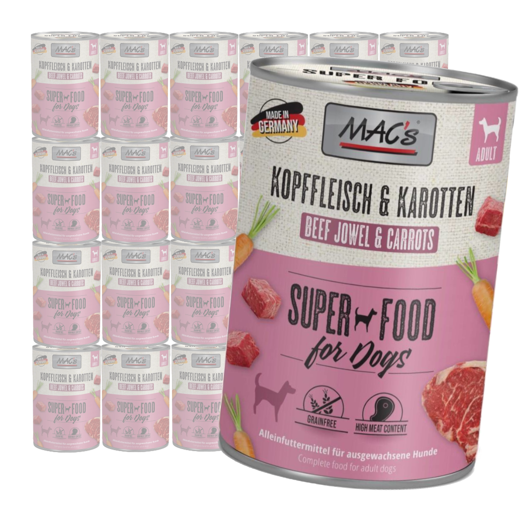 MAC's Dog Bezzbożowa Mokra Karma Dla Psa Głowizna Wołowa z Marchewką 400g