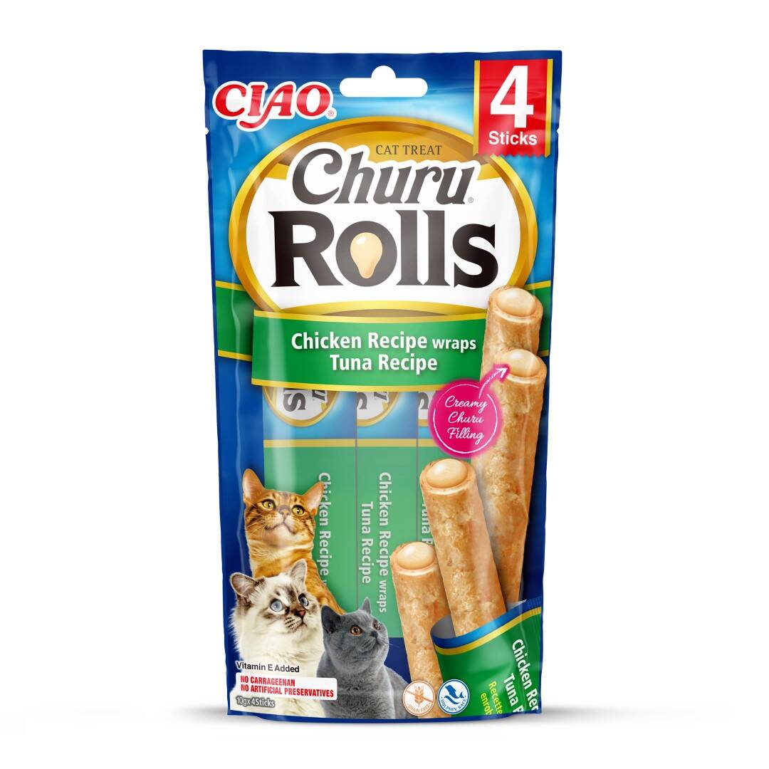 Inaba Cat Churu Rolls 4x10g Przysmak Dla Kota Pałeczki z Nadzieniem Kurczak Tuńczyk