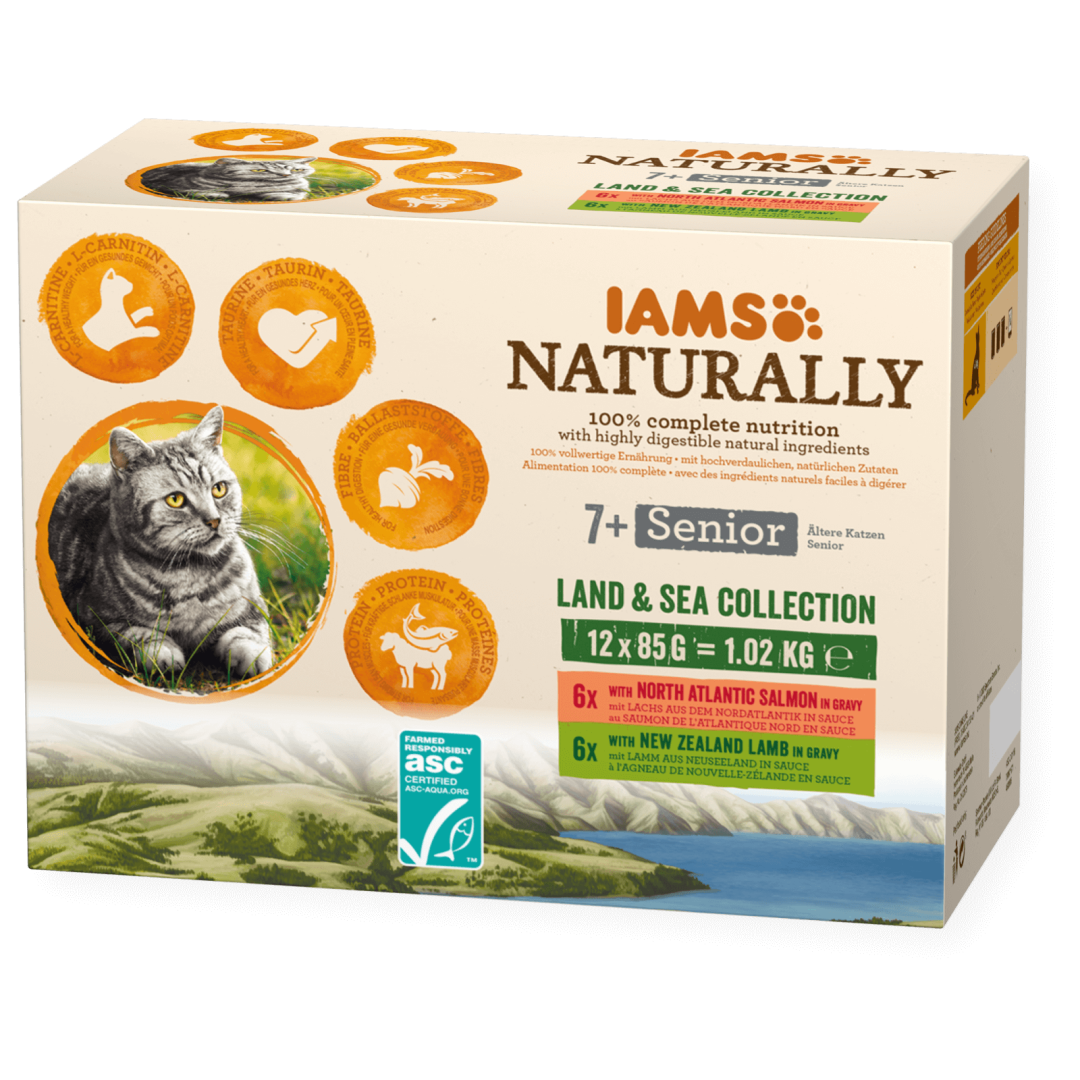 Iams Naturally Senior Land & Sea Collection Mokra Karma Dla Kota Mięsne I Rybne Smaki