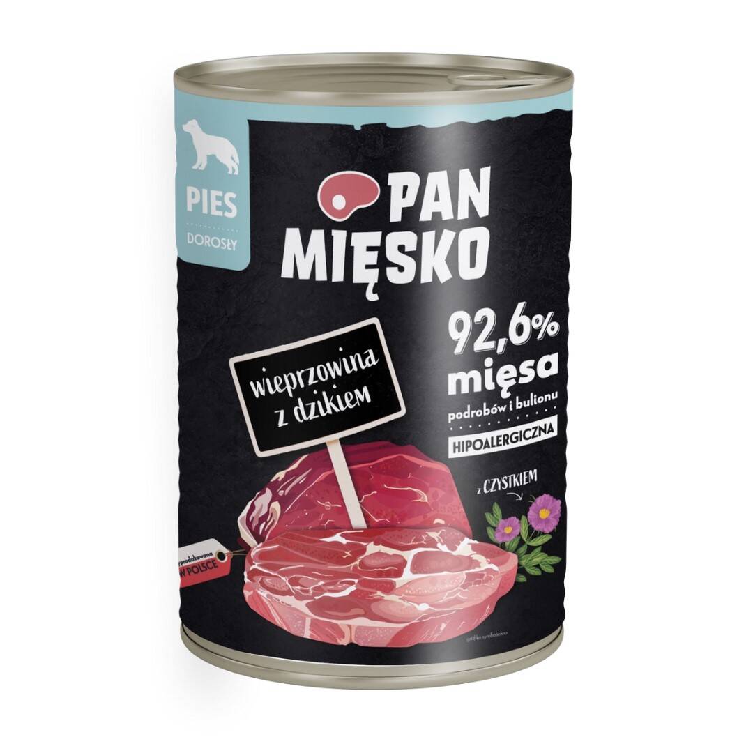 Pan Mięsko Mokra Karma Dla Psa 400g Z Wieprzowina I Dzikiem 