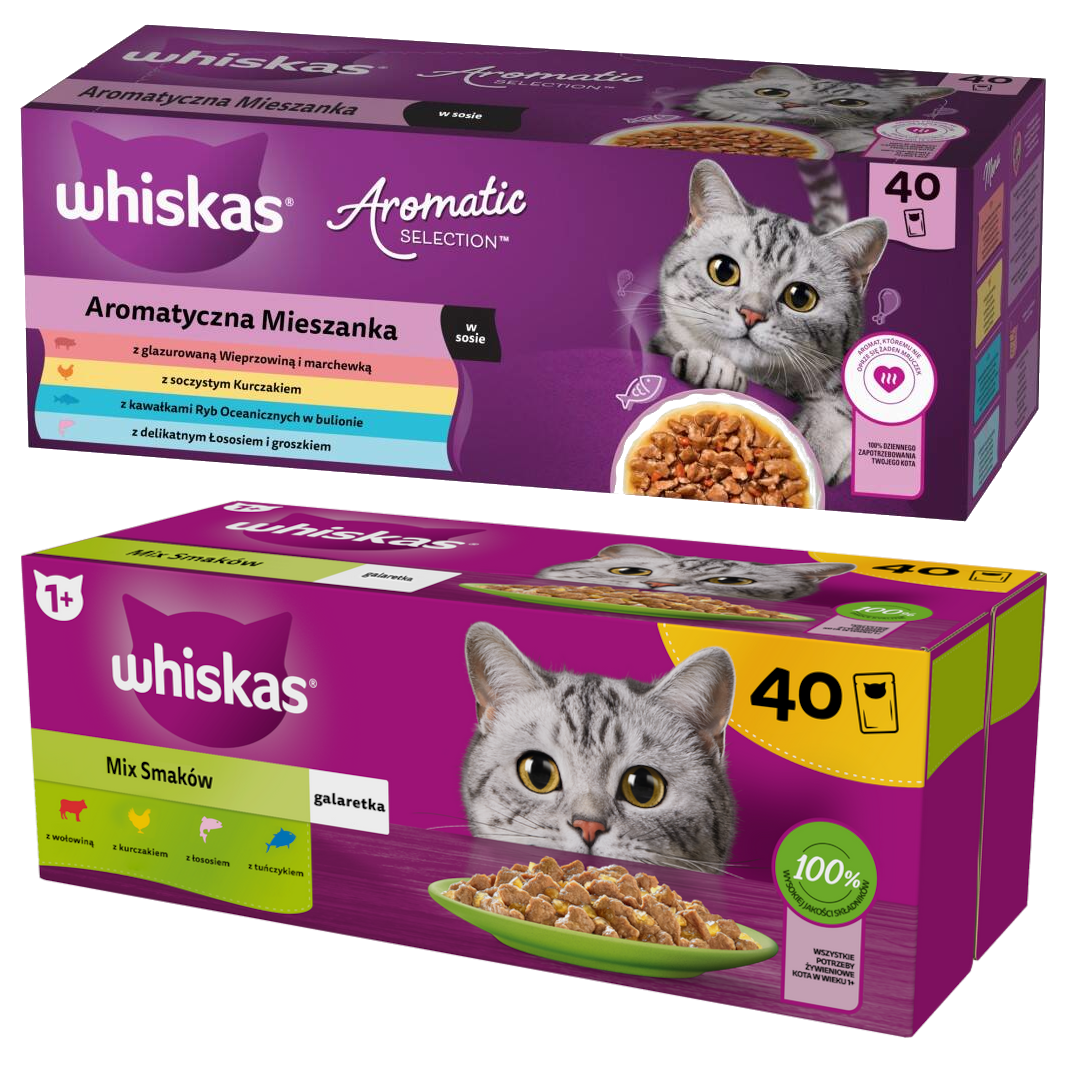 Whiskas Adult 80x85g Mokra Karma Dla Kota Aromatyczna Mieszanka + Mix Smaków