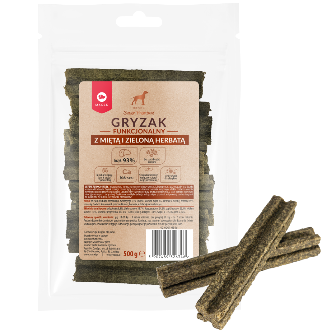 Maced Super Premium Gryzak Funkcjonalny Z Miętą I Zieloną Herbatą Przysmak Dla Psa