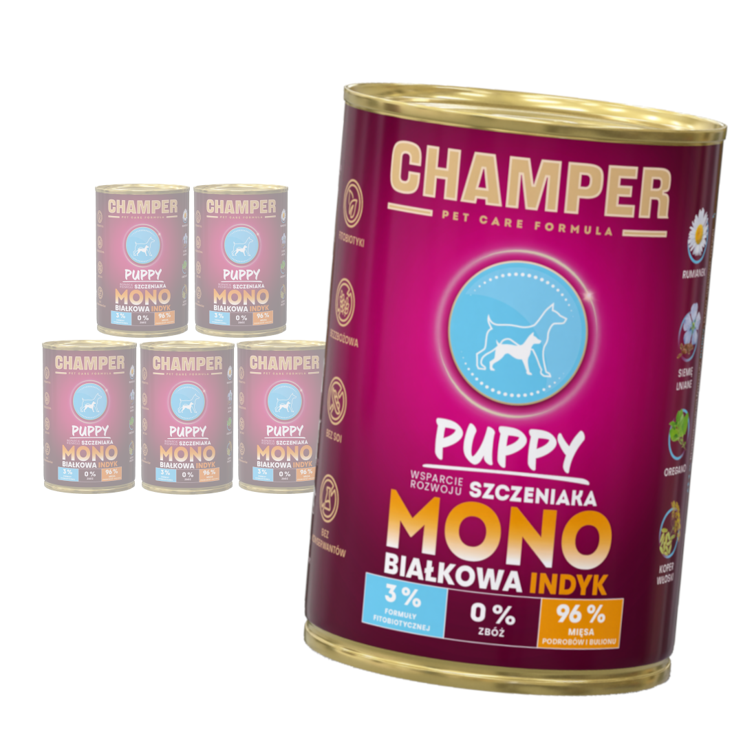 Champer Puppy Monobiałkowa 6x400g Mokra Karma Dla Szczeniąt Z Indykiem