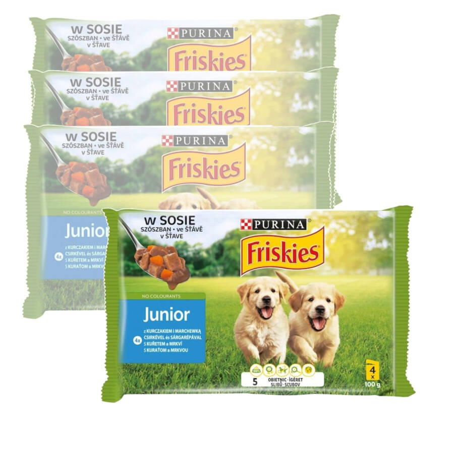 Friskies Junior Mokra Karma Dla Psa z Kurczakiem i Marchewką W Sosie 4x100g