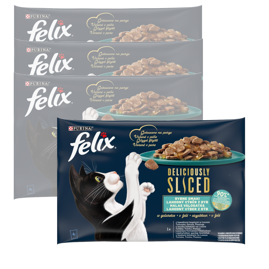 Purina Felix Deliciously Sliced Mokra Karma Dla Kota Rybne Smaki w Galaretce 16x80G