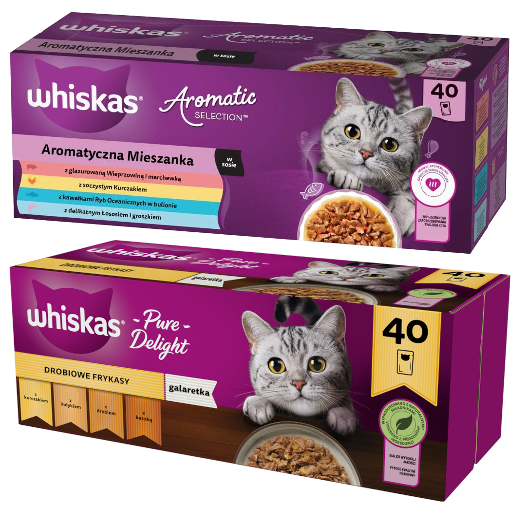 Whiskas Adult 80x85g Mokra Karma Dla Kota Aromatyczna Mieszanka + Drobiowe Frykasy