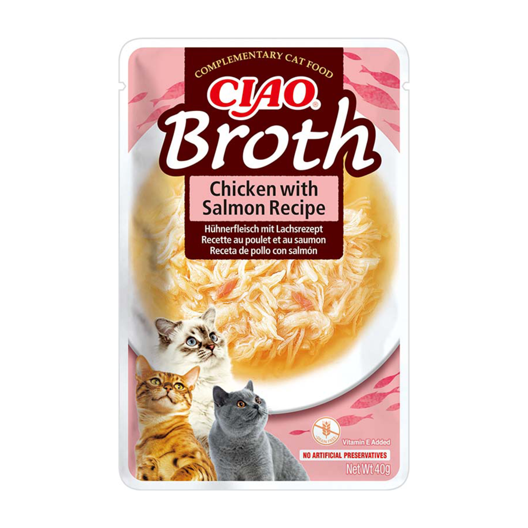 Inaba Cat Ciao Broth 40g Uzupełniająca Karma Dla Kota Bulion z Kurczakiem i Łososiem