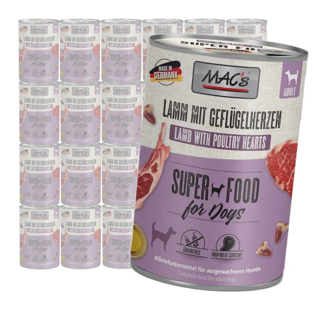 MAC's Dog Bezzbożowa Mokra Karma Dla Psa Z Jagnięciną i Sercami Drobiowymi 400g