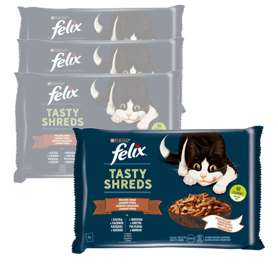 Felix Tasty Shreds Karma Dla Kotów Wiejskie Smaki W Sosie Z Kaczką i Indykiem 