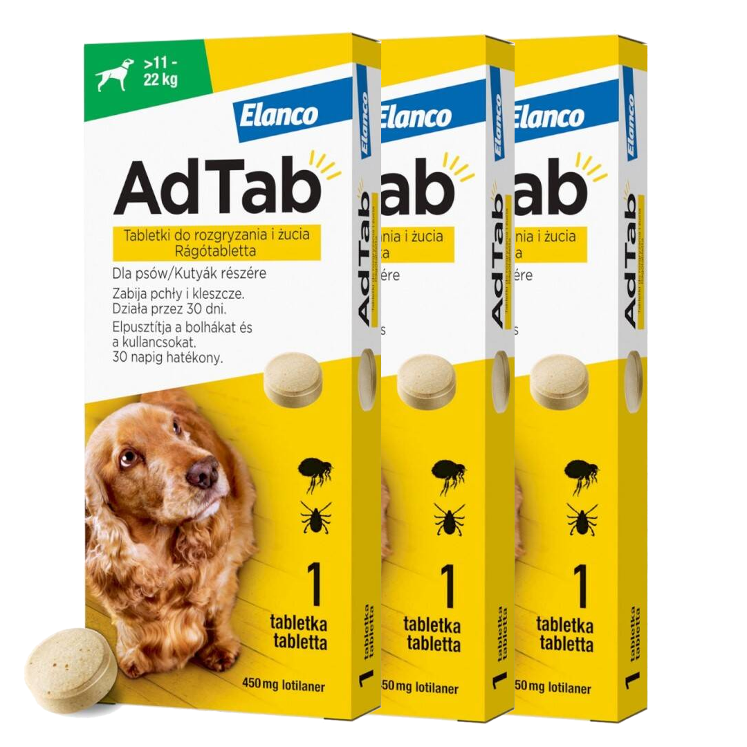 AdTab Tabletka Dla Psa >11-22kg Do Rozgryzania Na Pchły I Kleszcze
