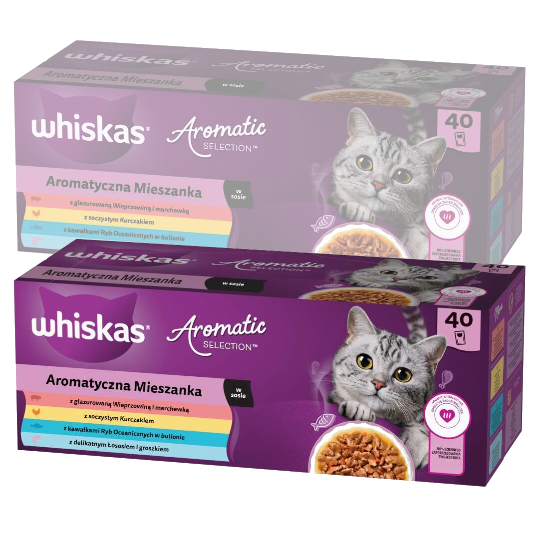 Whiskas Adult Aromatyczna Mieszanka Saszetki 80x85g Mokra Karma Pełnoporcjowa Dla Kota w Sosie