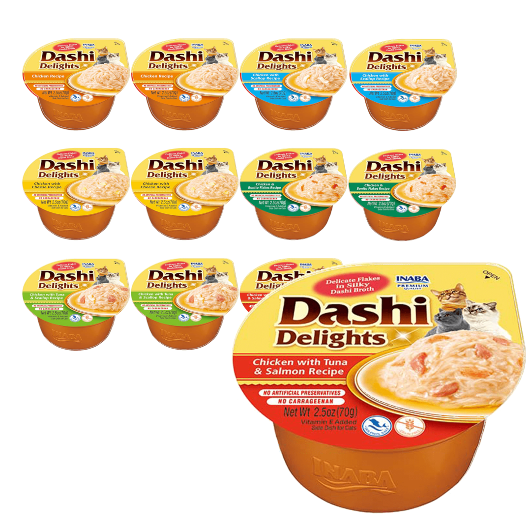 Inaba Cat Dashi Delights 12x70g Uzupełniająca Karma Dla Kota w Bulionie Mix 4 Smaków