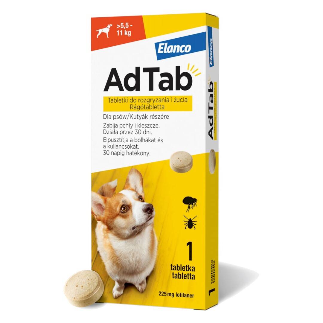 AdTab Tabletka Dla Psa >5,5-11kg Do Rozgryzania Na Pchły I Kleszcze