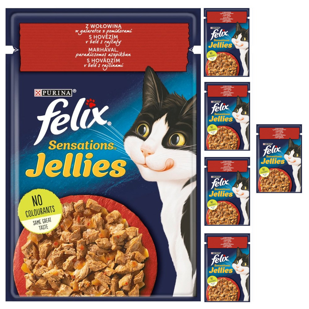 Felix Sensations Jellies Karma Dla Kotów Z Wołowiną W Galaretce Z Pomidorami