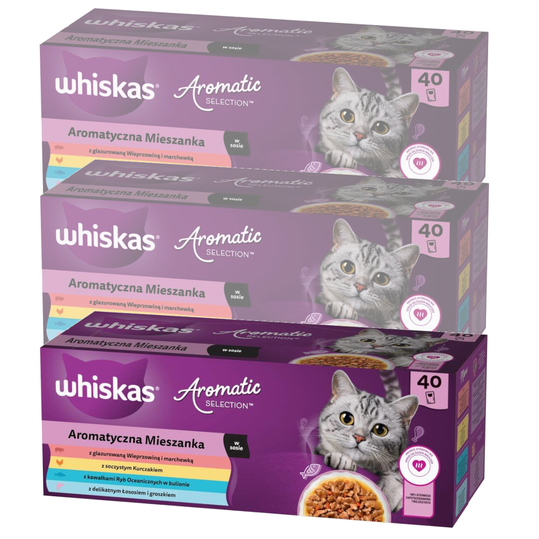 Whiskas Adult Aromatyczna Mieszanka Saszetki 120x85g Mokra Karma Pełnoporcjowa Dla Kota w Sosie