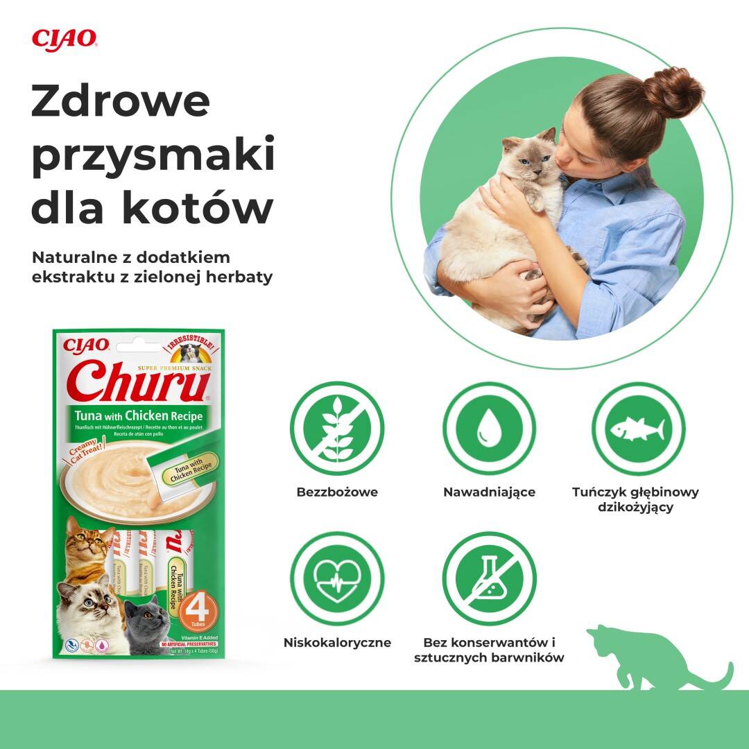 Inaba Cat Churu Tuna With Chicken Kremowy Przysmak Dla Kota Pasta Z Tuńczykiem I Kurczakiem