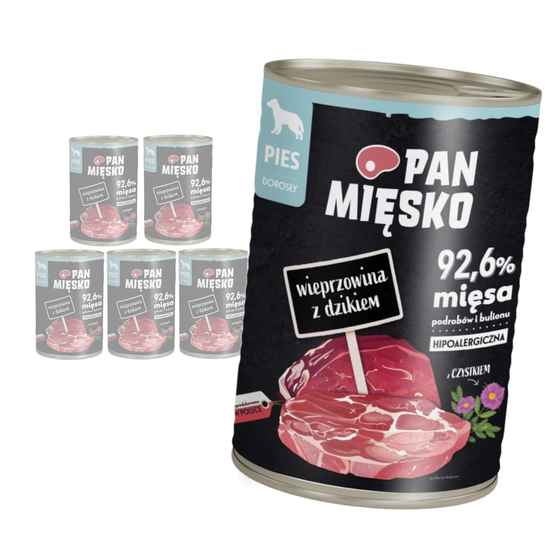 Pan Mięsko Mokra Karma Dla Psa 400g Z Wieprzowina I Dzikiem 