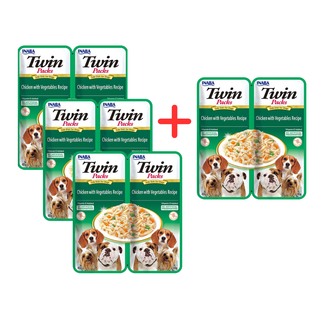 Inaba Twin Packs 2x40g Karma Uzupełniająca Dla Psa z Kurczakiem i warzywami w Bulionie z Kurczaka