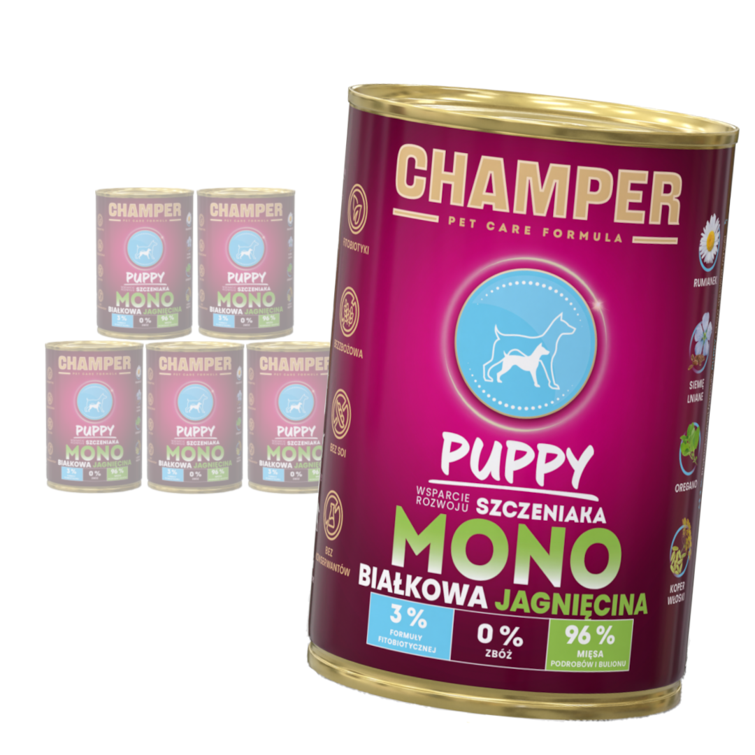 Champer Puppy Monobiałkowa 6x400g Mokra Karma Dla Szczeniąt Z Jagnięciną