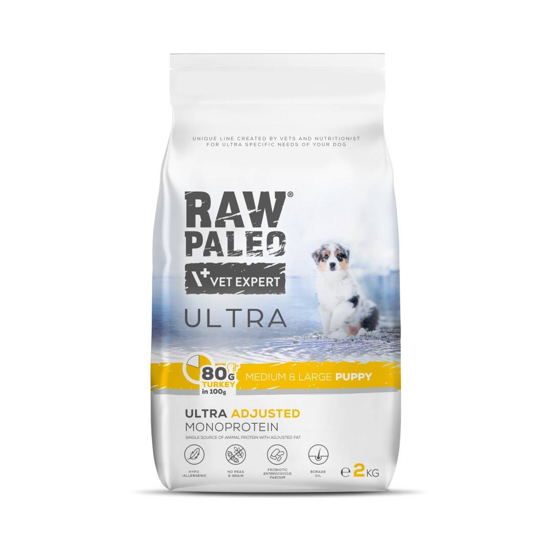 Raw Paleo Ultra Turkey Medium & Large Puppy Monoproteinowa Sucha Karma