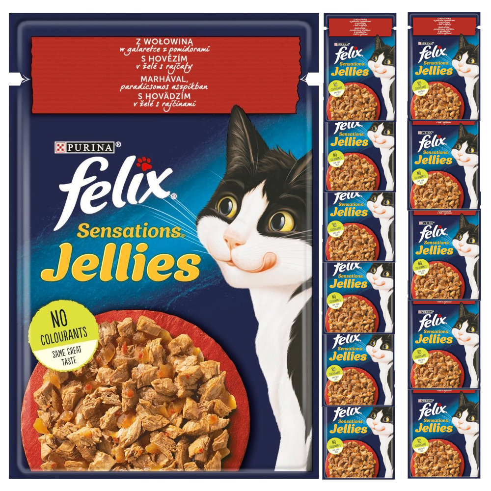 Felix Sensations Jellies Karma Dla Kotów Z Wołowiną W Galaretce Z Pomidorami