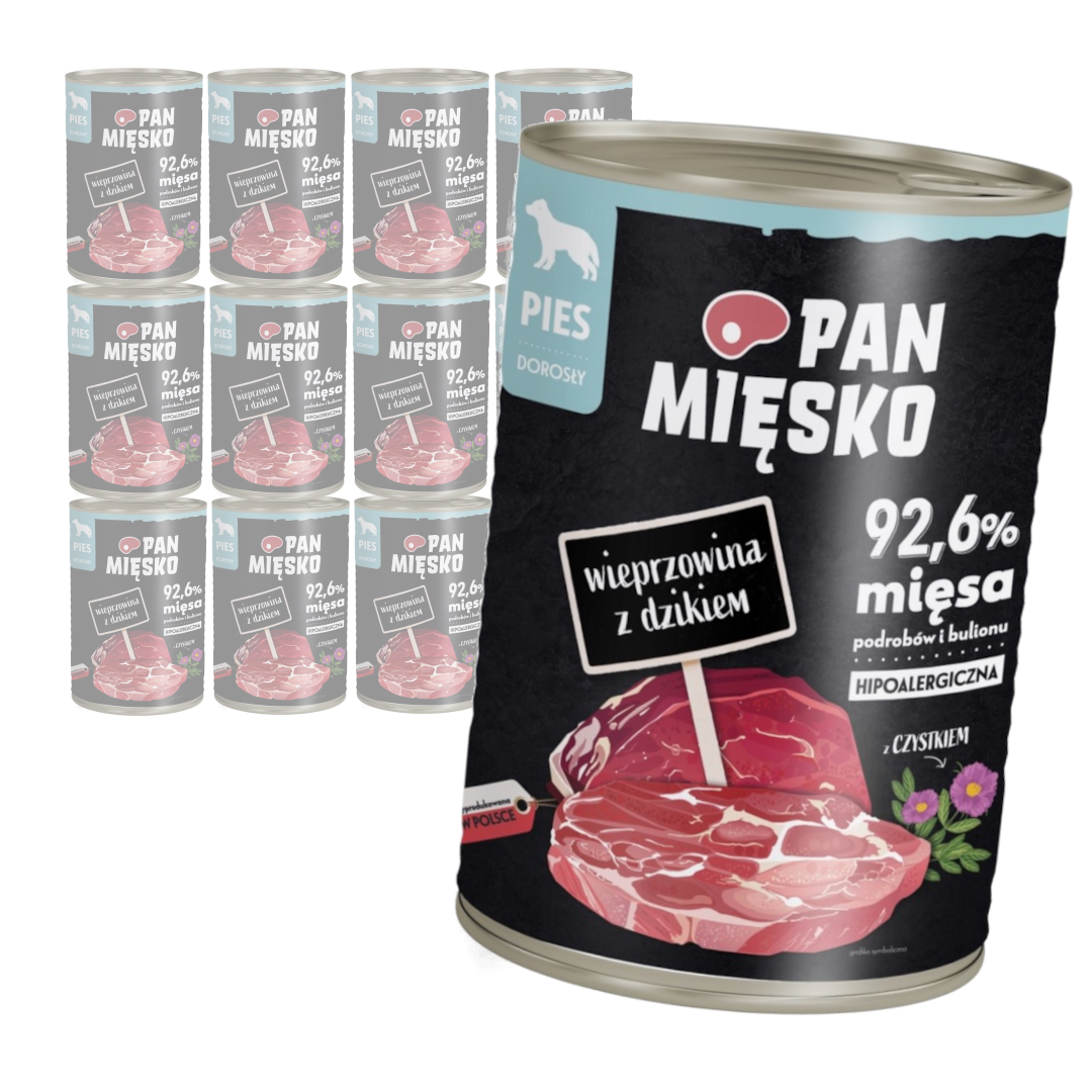 Pan Mięsko Mokra Karma Dla Psa 400g Z Wieprzowina I Dzikiem 