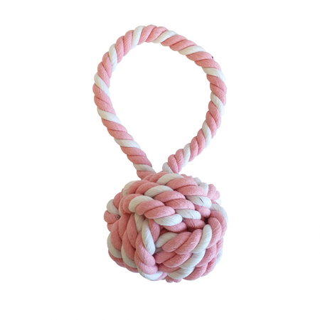 Zabawka Dla Psa Szarpak Sznur z Piłką Gryzak 25cm Różowo-biały