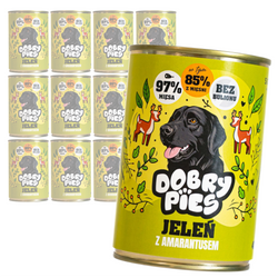 Dobry Pies 12x400g Mokra Karma Dla Dorosłych Psów Wszystkich Ras Z Jeleniem I Amarantusem